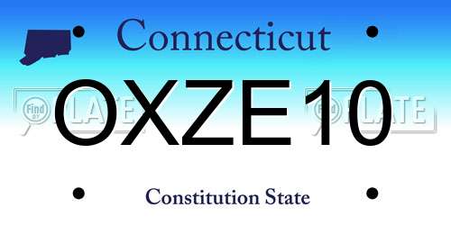 OXZE10 Connecticut License Plate