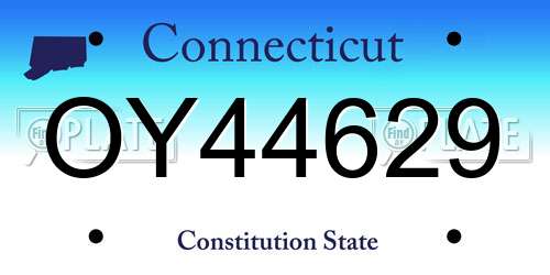 OY44629 Connecticut License Plate