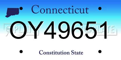 OY49651 Connecticut License Plate