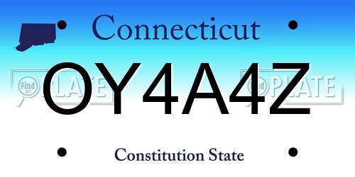 OY4A4Z Connecticut License Plate