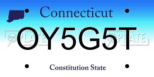 OY5G5T Connecticut License Plate