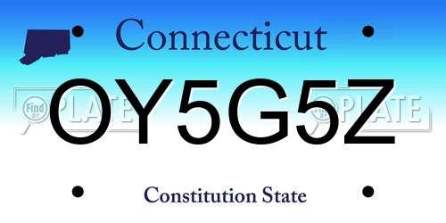 OY5G5Z Connecticut License Plate
