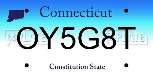 OY5G8T Connecticut License Plate