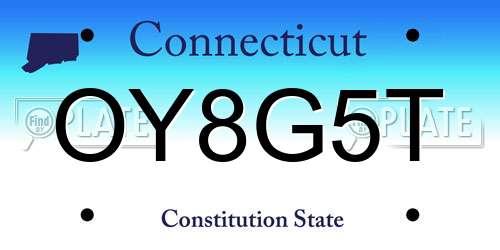 OY8G5T Connecticut License Plate