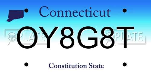OY8G8T Connecticut License Plate
