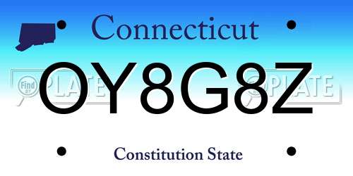 OY8G8Z Connecticut License Plate