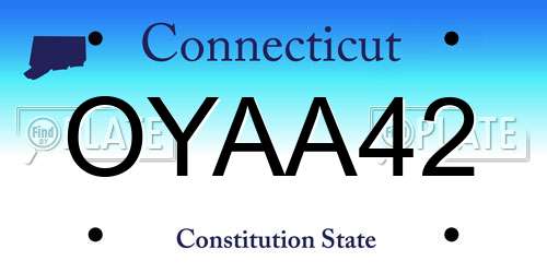 OYAA42 Connecticut License Plate