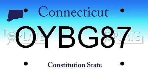 OYBG87 Connecticut License Plate