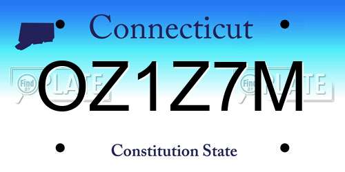OZ1Z7M Connecticut License Plate