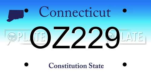 OZ229 Connecticut License Plate