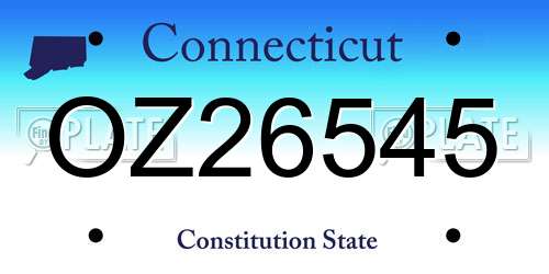 OZ26545 Connecticut License Plate