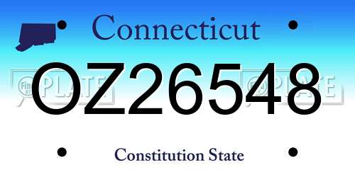 OZ26548 Connecticut License Plate