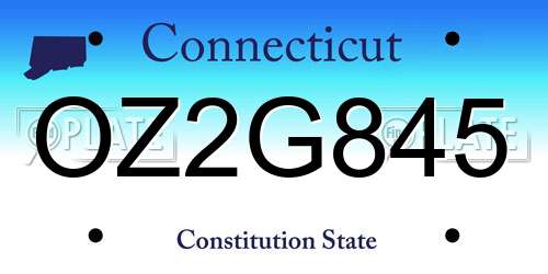 OZ2G845 Connecticut License Plate