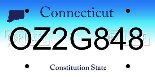 OZ2G848 Connecticut License Plate