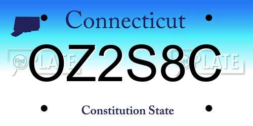OZ2S8C Connecticut License Plate