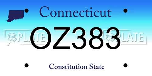 OZ383 Connecticut License Plate