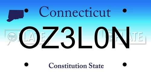 OZ3L0N Connecticut License Plate