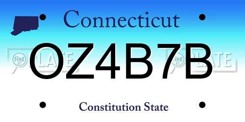 OZ4B7B Connecticut License Plate