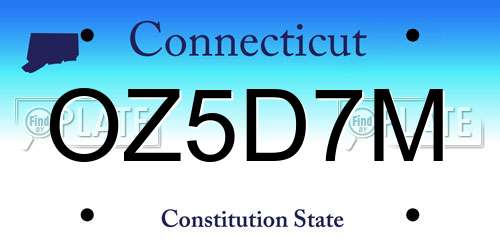 OZ5D7M Connecticut License Plate