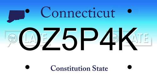OZ5P4K Connecticut License Plate