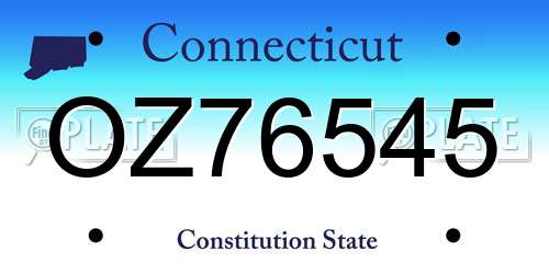 OZ76545 Connecticut License Plate