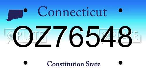 OZ76548 Connecticut License Plate