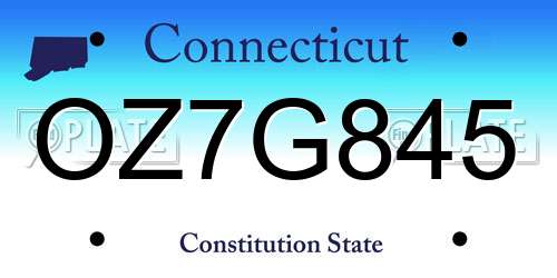 OZ7G845 Connecticut License Plate
