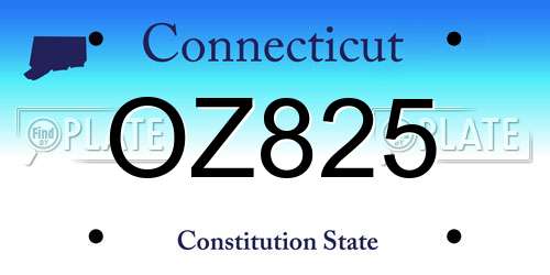 OZ825 Connecticut License Plate