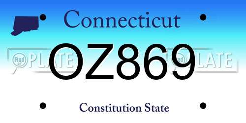 OZ869 Connecticut License Plate