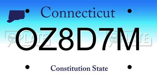 OZ8D7M Connecticut License Plate
