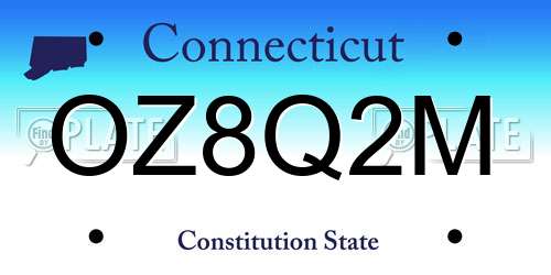OZ8Q2M Connecticut License Plate