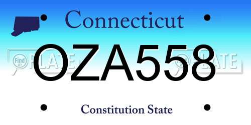 OZA558 Connecticut License Plate