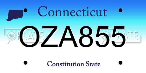 OZA855 Connecticut License Plate
