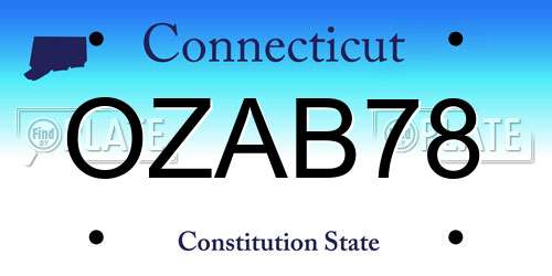 OZAB78 Connecticut License Plate