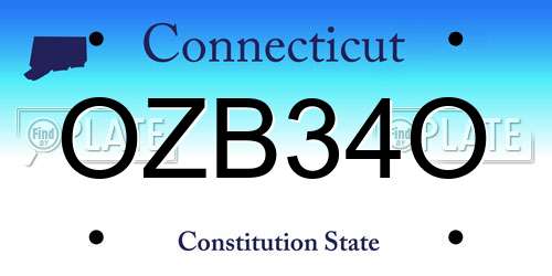 OZB34O Connecticut License Plate