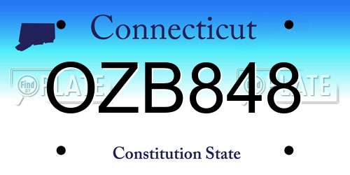 OZB848 Connecticut License Plate