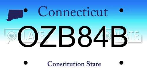 OZB84B Connecticut License Plate
