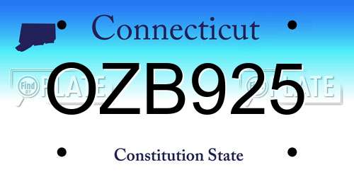 OZB925 Connecticut License Plate