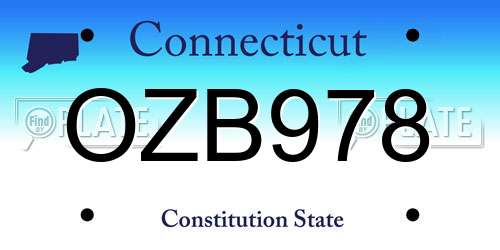 OZB978 Connecticut License Plate