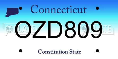 OZD809 Connecticut License Plate