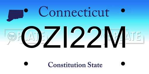 OZI22M Connecticut License Plate