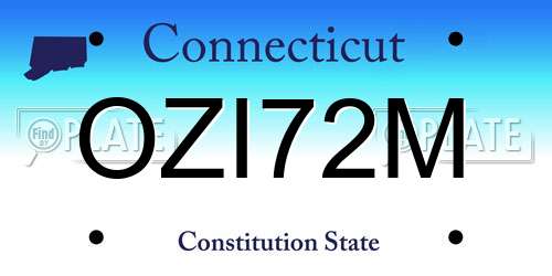 OZI72M Connecticut License Plate