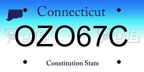 OZO67C Connecticut License Plate