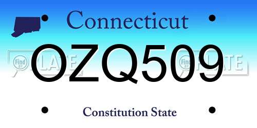 OZQ509 Connecticut License Plate
