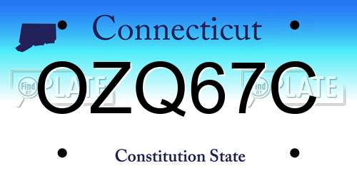 OZQ67C Connecticut License Plate