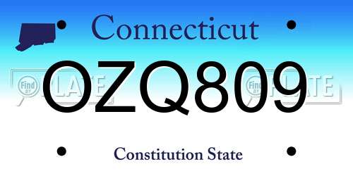OZQ809 Connecticut License Plate