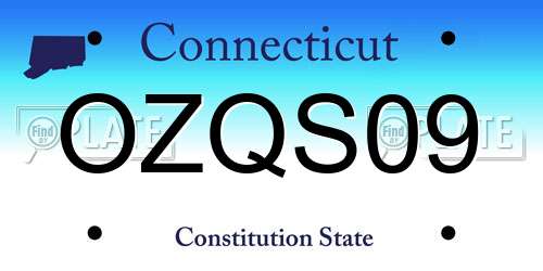 OZQS09 Connecticut License Plate