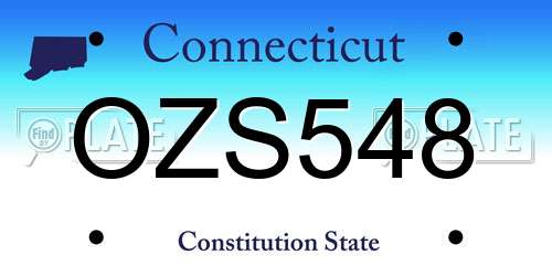 OZS548 Connecticut License Plate