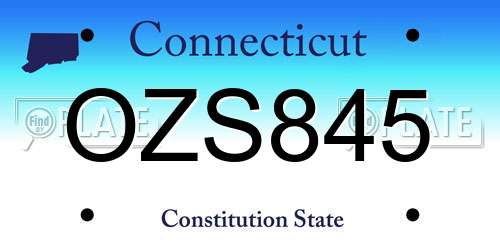 OZS845 Connecticut License Plate