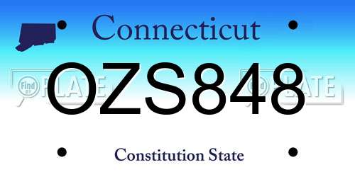 OZS848 Connecticut License Plate